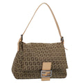 FENDI Zucchino Canvas Mamma Baguette Shoulder Bag Beige yk8498