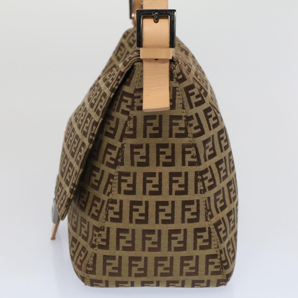 FENDI Zucchino Canvas Mamma Baguette Shoulder Bag Beige yk8498