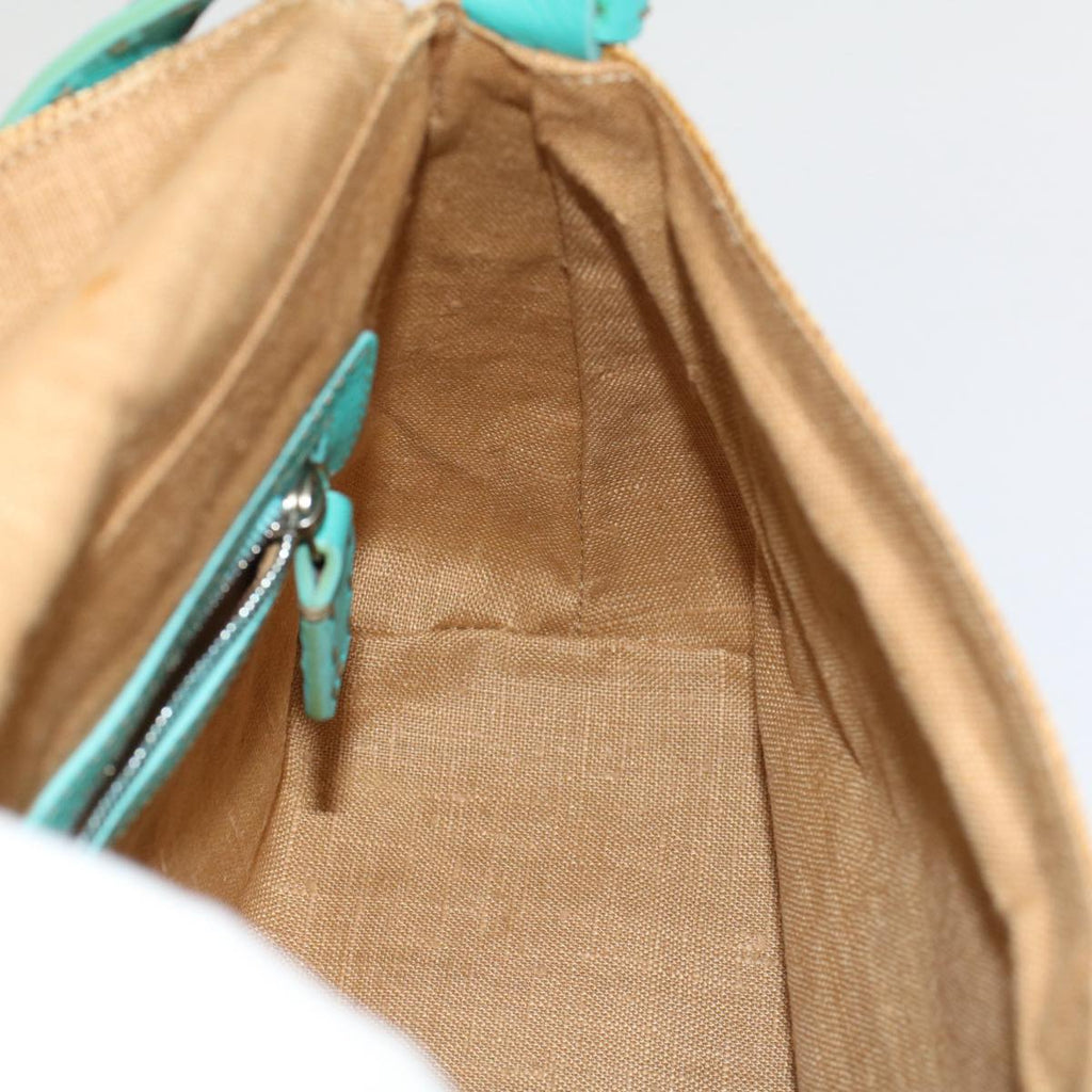 FENDI Celeria Mamma Baguette Shoulder Bag Straw Raffia Beige yk8499