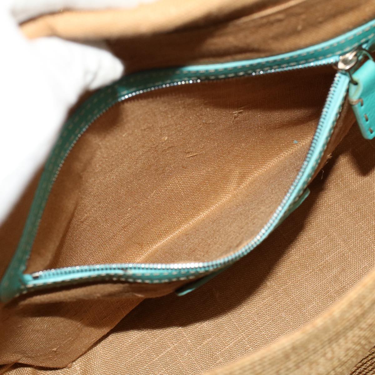 FENDI Celeria Mamma Baguette Shoulder Bag Straw Raffia Beige yk8499