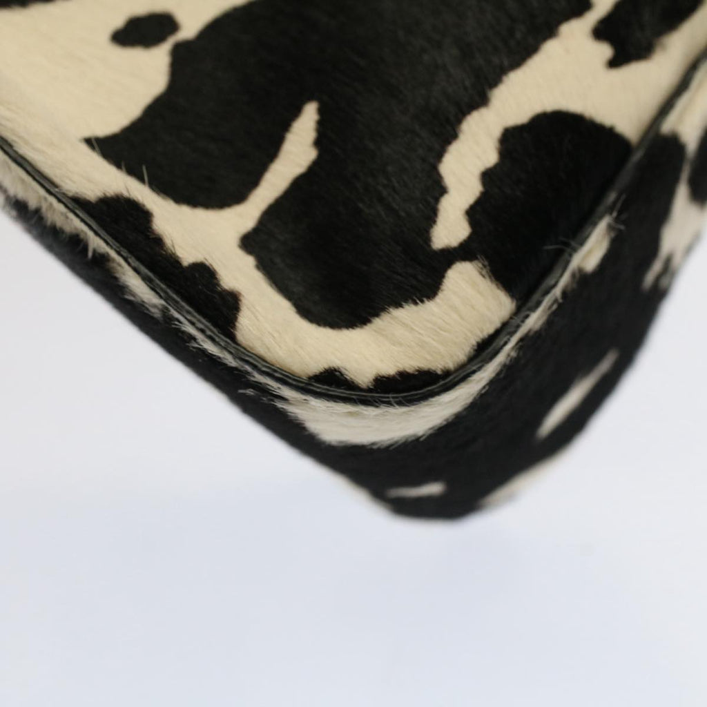 FENDI Cow Pattern Mini Mamma Baguette Bag Harako leather Black White yk8500