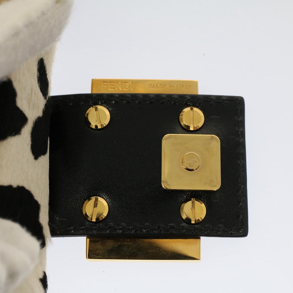 FENDI Cow Pattern Mini Mamma Baguette Bag Harako leather Black White yk8500