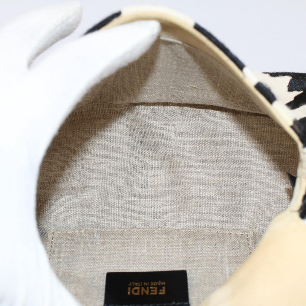 FENDI Cow Pattern Mini Mamma Baguette Bag Harako leather Black White yk8500