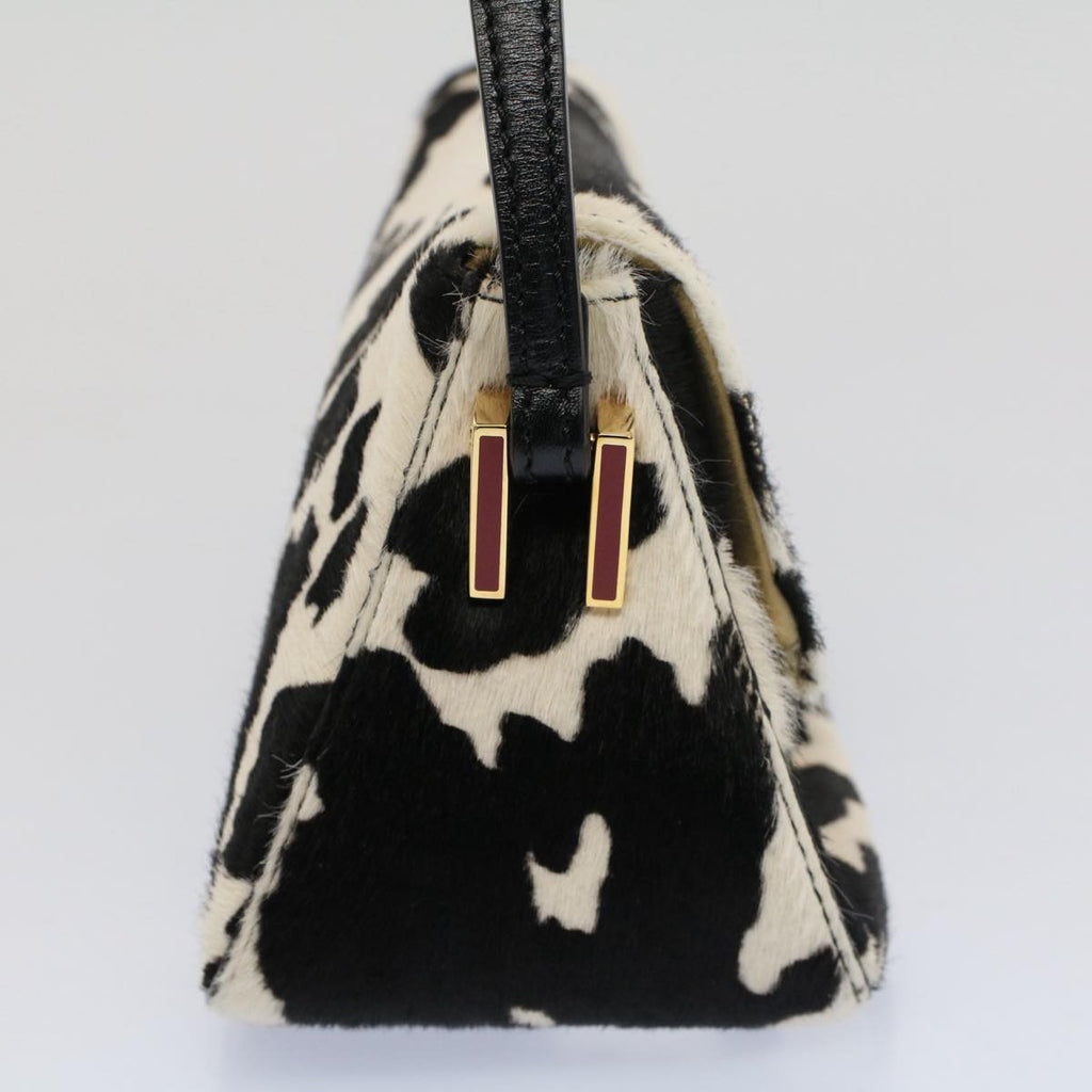 FENDI Cow Pattern Mini Mamma Baguette Bag Harako leather Black White yk8500