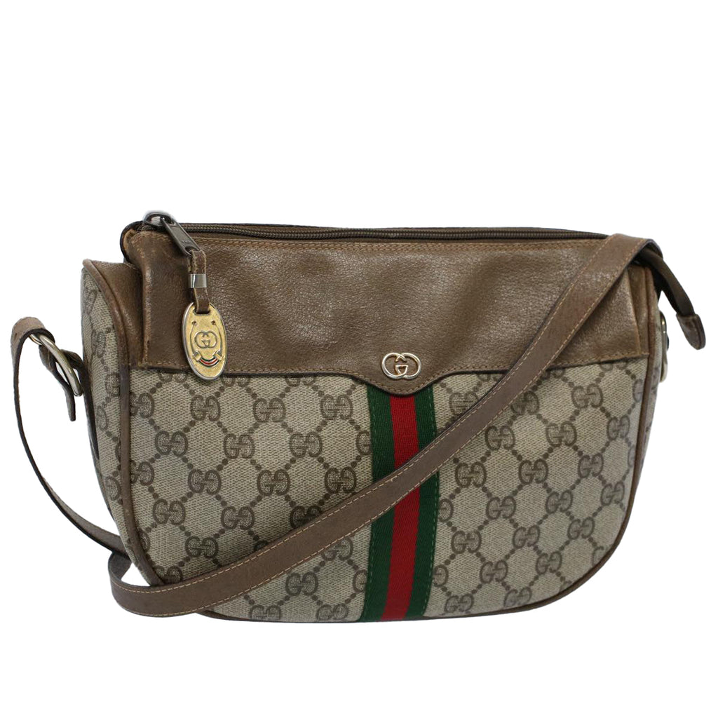 GUCCI GG Canvas Web Sherry Line Shoulder Bag Beige Green Red yk8510