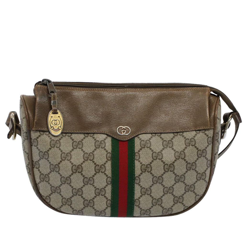GUCCI GG Canvas Web Sherry Line Shoulder Bag Beige Green Red yk8510