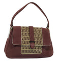 FENDI Zucchino Canvas Chain Shoulder Bag Beige yk8513
