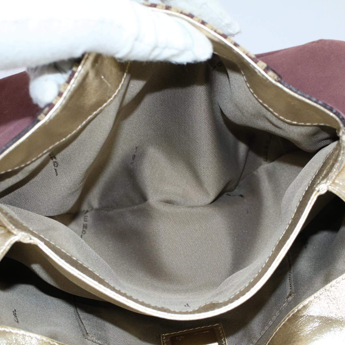 FENDI Zucchino Canvas Chain Shoulder Bag Beige yk8513
