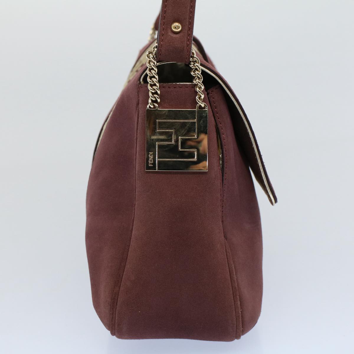 FENDI Zucchino Canvas Chain Shoulder Bag Beige yk8513