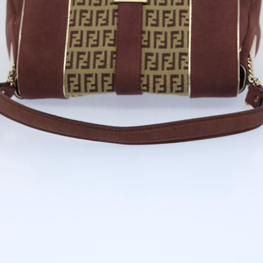 FENDI Zucchino Canvas Chain Shoulder Bag Beige yk8513