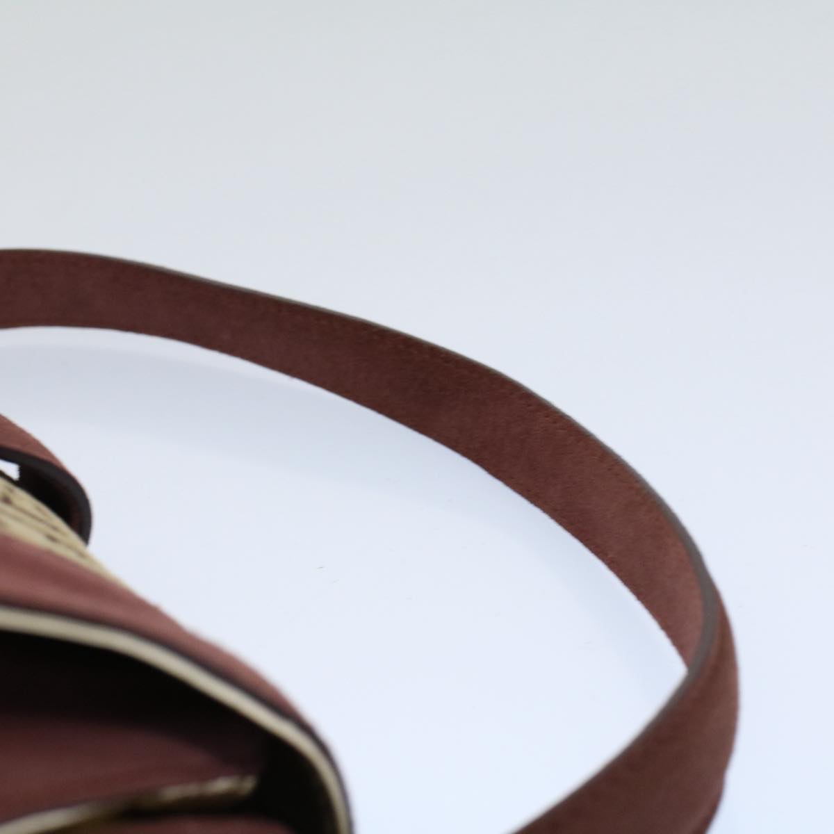 FENDI Zucchino Canvas Chain Shoulder Bag Beige yk8513