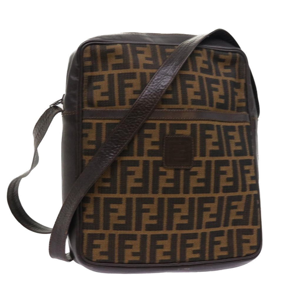 FENDI Zucca Canvas Shoulder Bag Vintage Brown yk8520