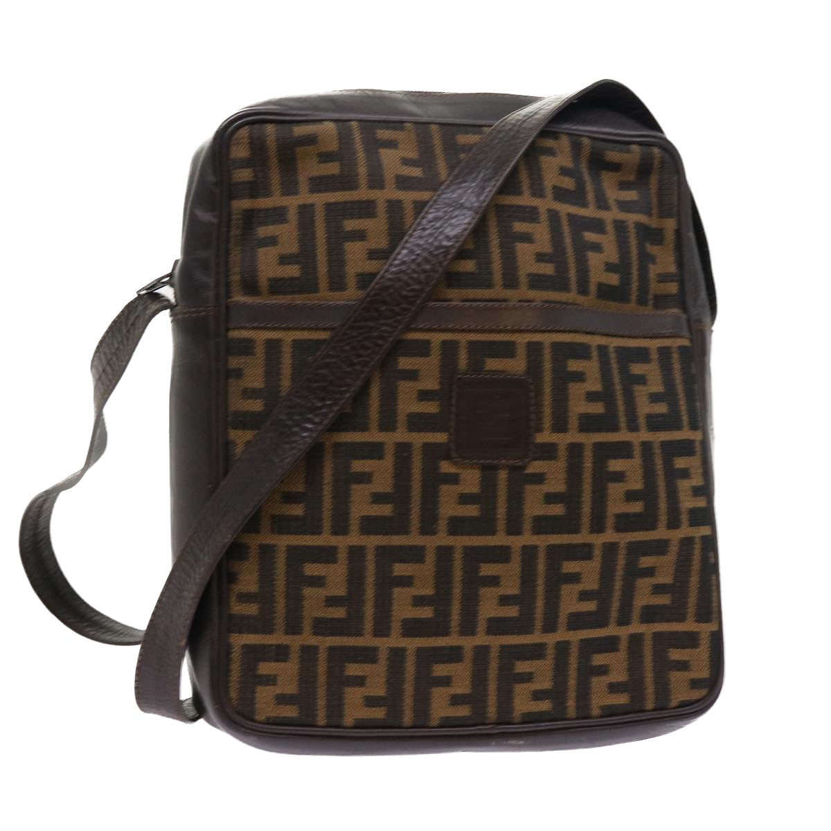 FENDI Zucca Canvas Shoulder Bag Vintage Brown yk8520