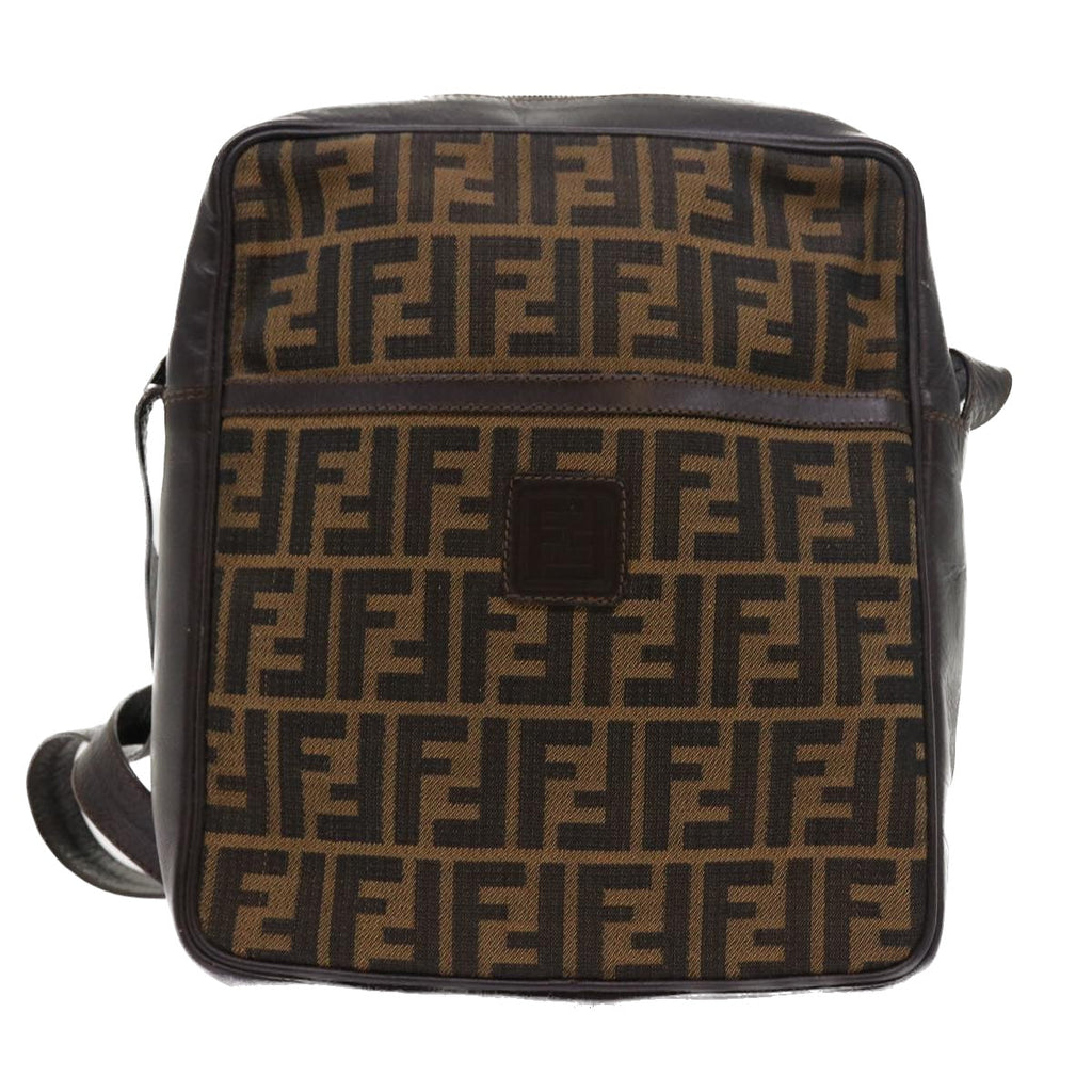 FENDI Zucca Canvas Shoulder Bag Vintage Brown yk8520