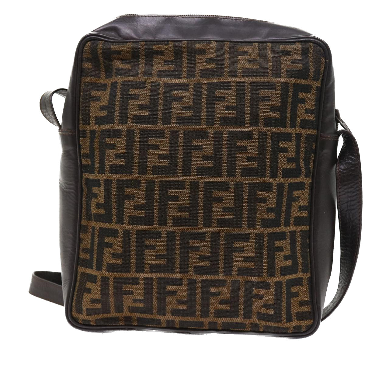 FENDI Zucca Canvas Shoulder Bag Vintage Brown yk8520