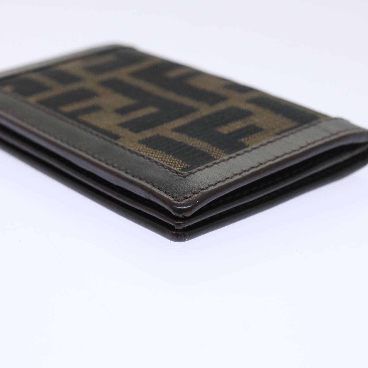 FENDI Zucca Canvas Card Case Black Brown yk8552