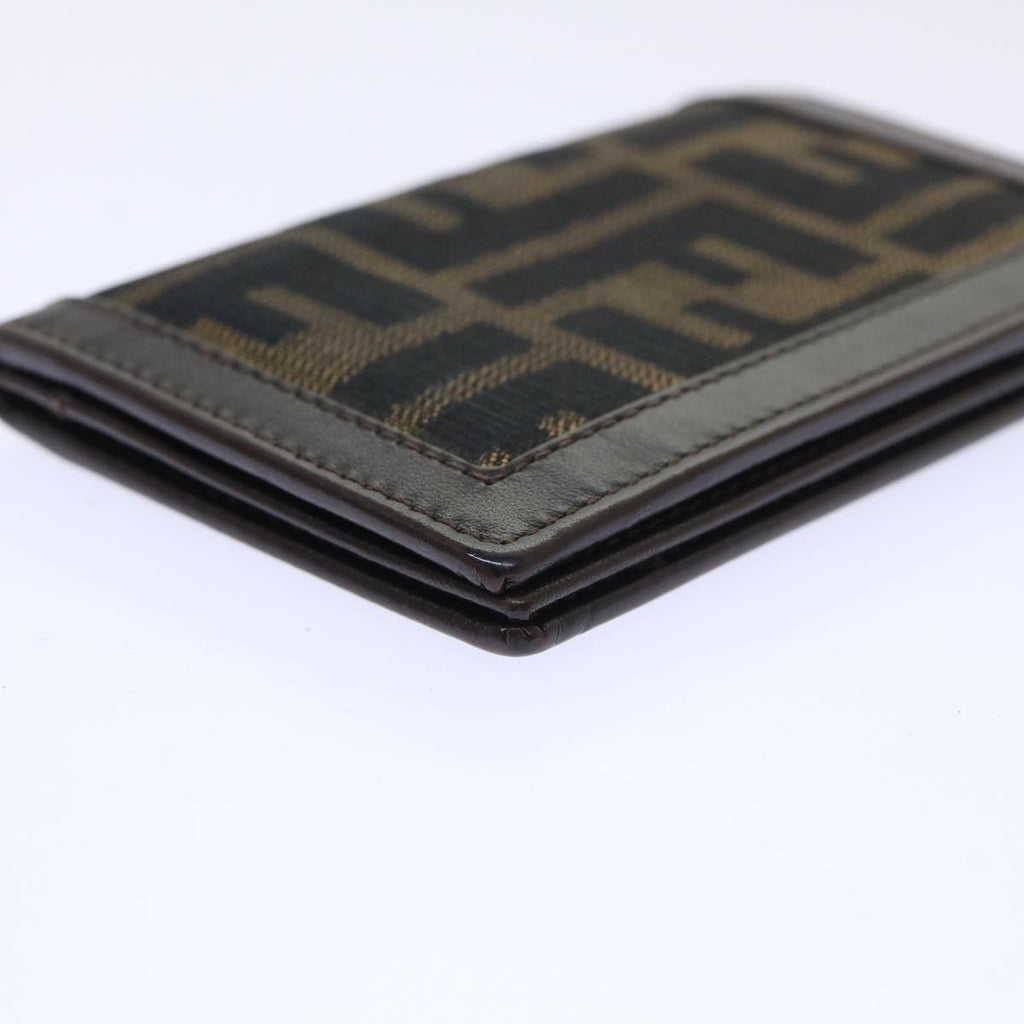 FENDI Zucca Canvas Card Case Black Brown yk8552