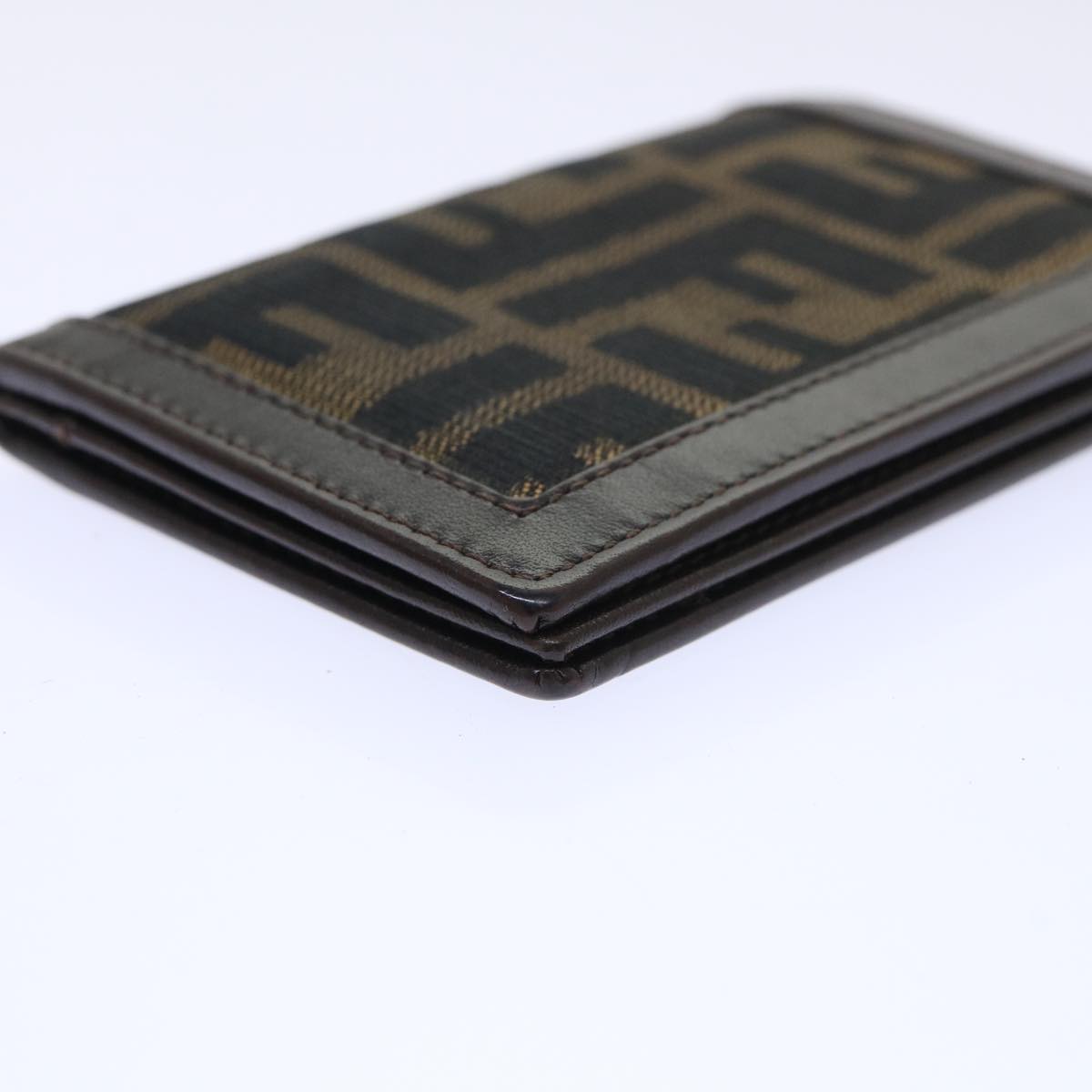 FENDI Zucca Canvas Card Case Black Brown yk8552