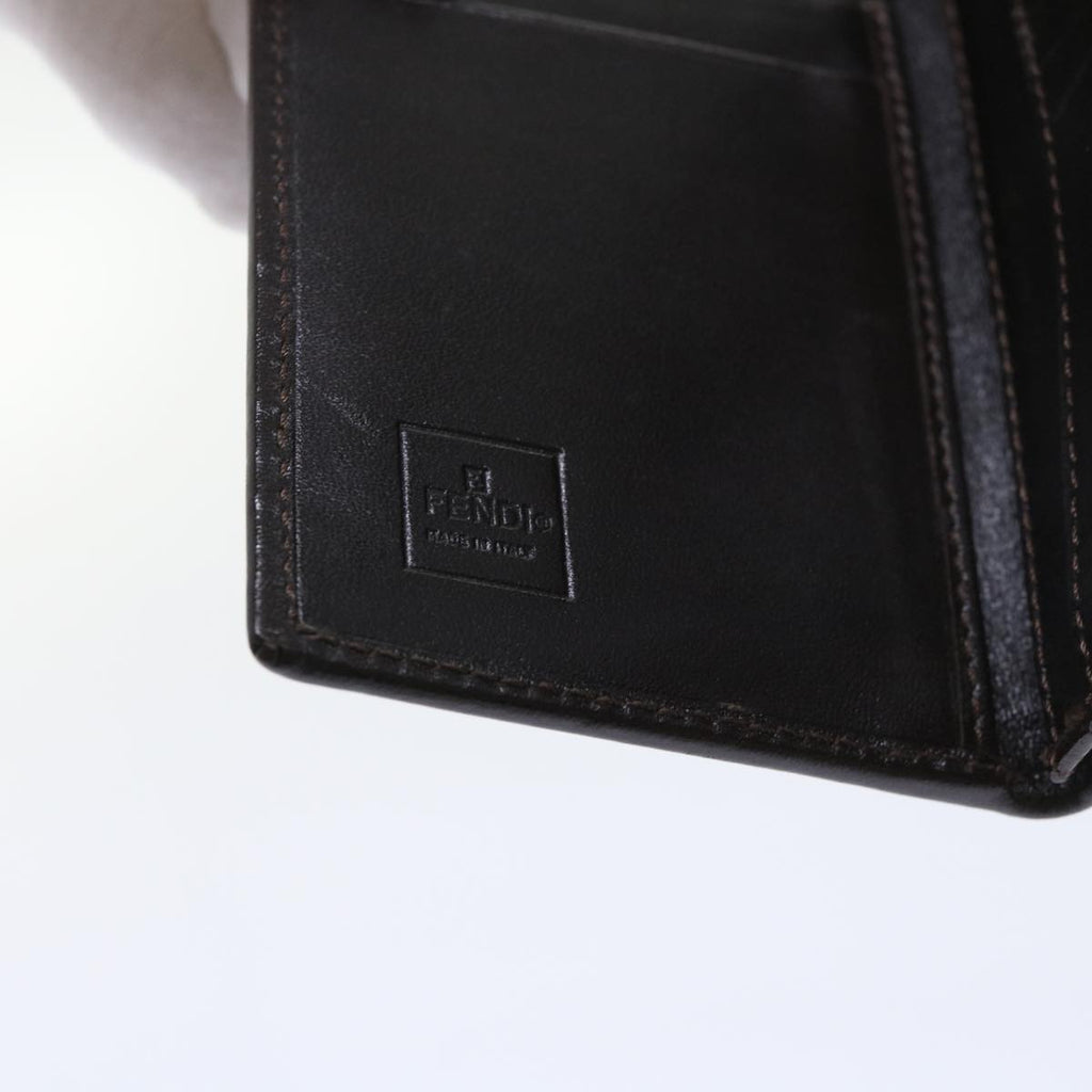 FENDI Zucca Canvas Card Case Black Brown yk8552