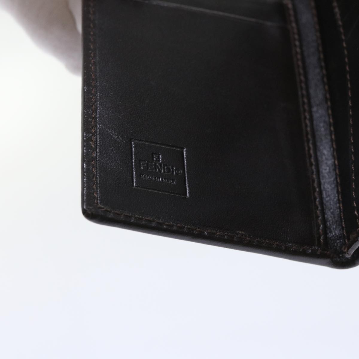 FENDI Zucca Canvas Card Case Black Brown yk8552