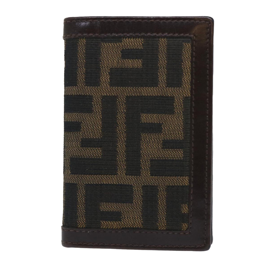 FENDI Zucca Canvas Card Case Black Brown yk8552