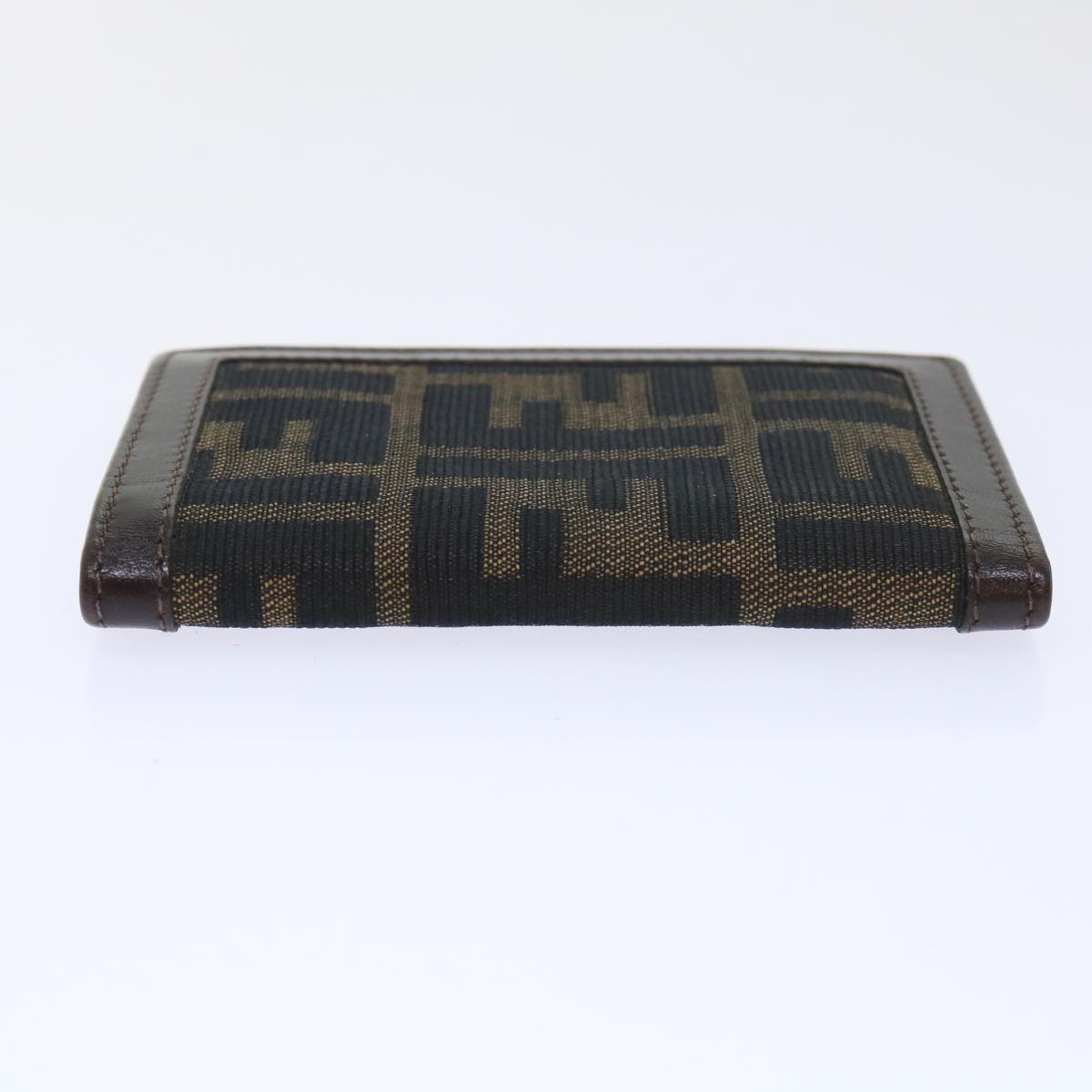 FENDI Zucca Canvas Card Case Black Brown yk8552
