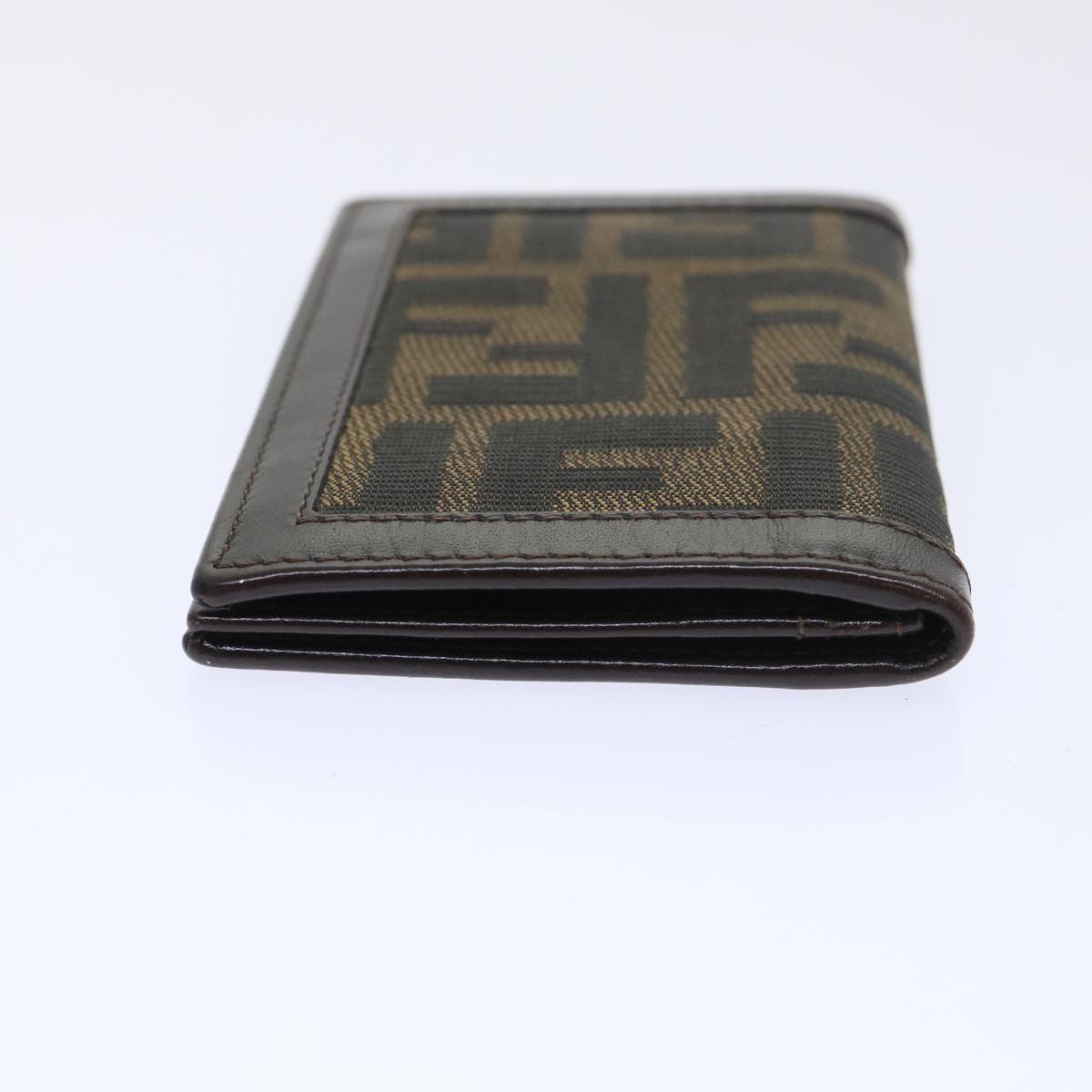 FENDI Zucca Canvas Card Case Black Brown yk8552