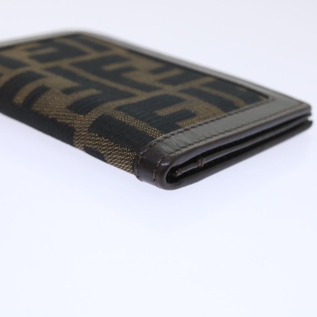 FENDI Zucca Canvas Card Case Black Brown yk8552