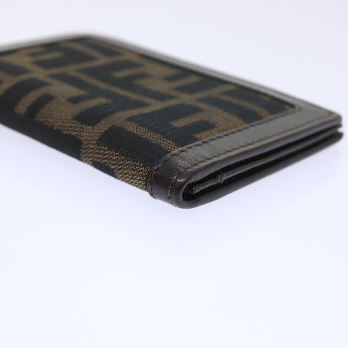 FENDI Zucca Canvas Card Case Black Brown yk8552
