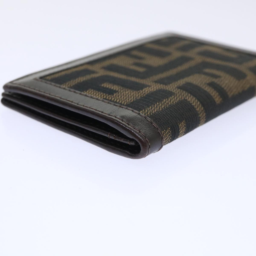 FENDI Zucca Canvas Card Case Black Brown yk8552
