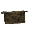 FENDI Zucca Canvas Pouch Black Brown yk8572