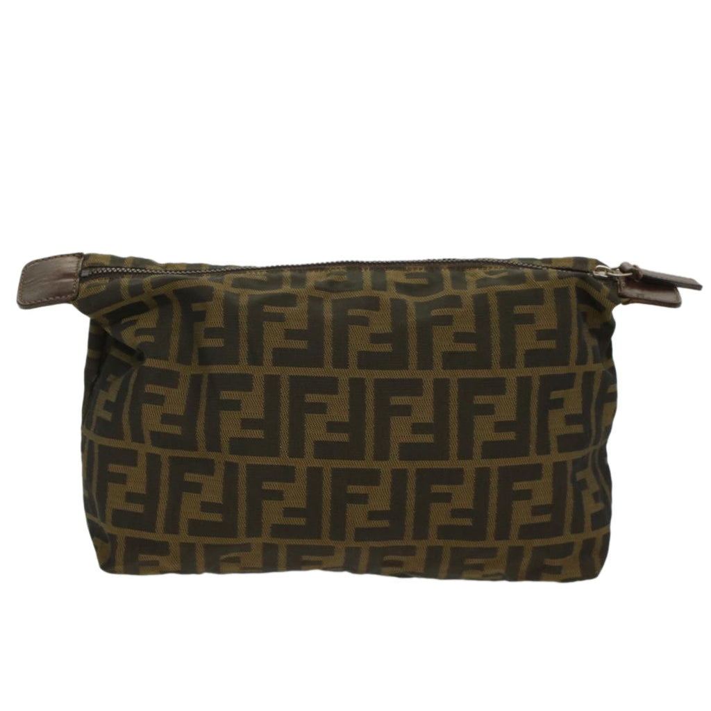 FENDI Zucca Canvas Pouch Black Brown yk8572