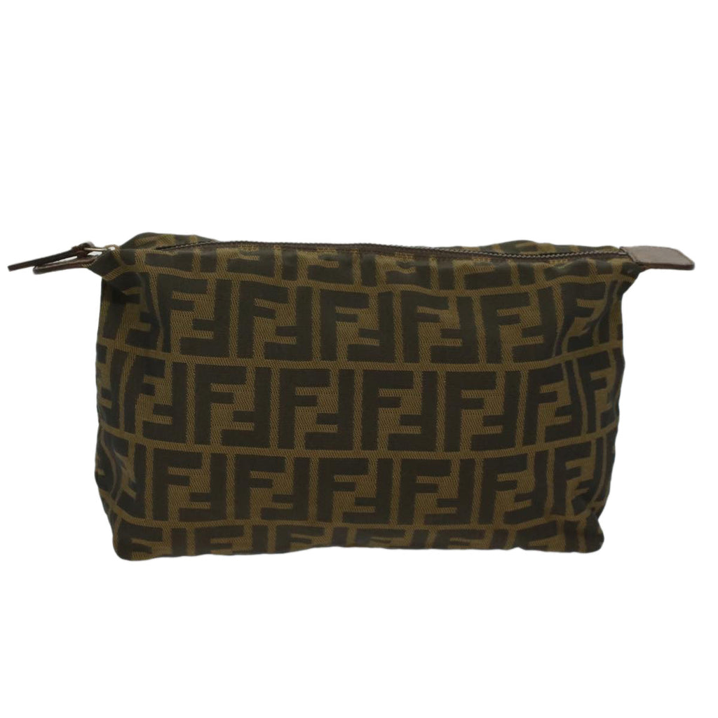 FENDI Zucca Canvas Pouch Black Brown yk8572