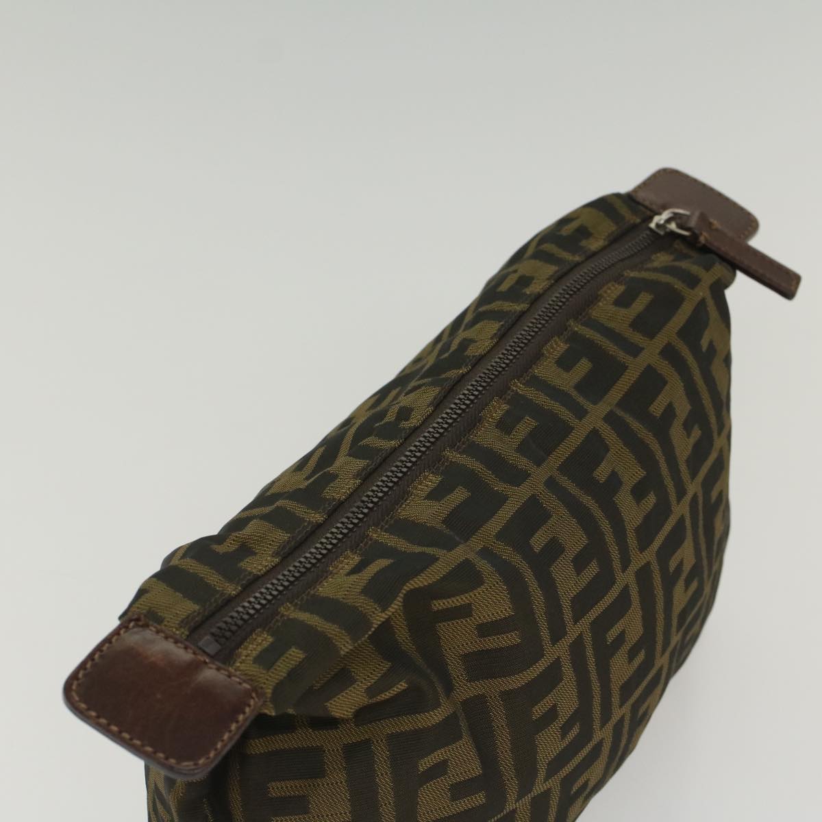 FENDI Zucca Canvas Pouch Black Brown yk8572