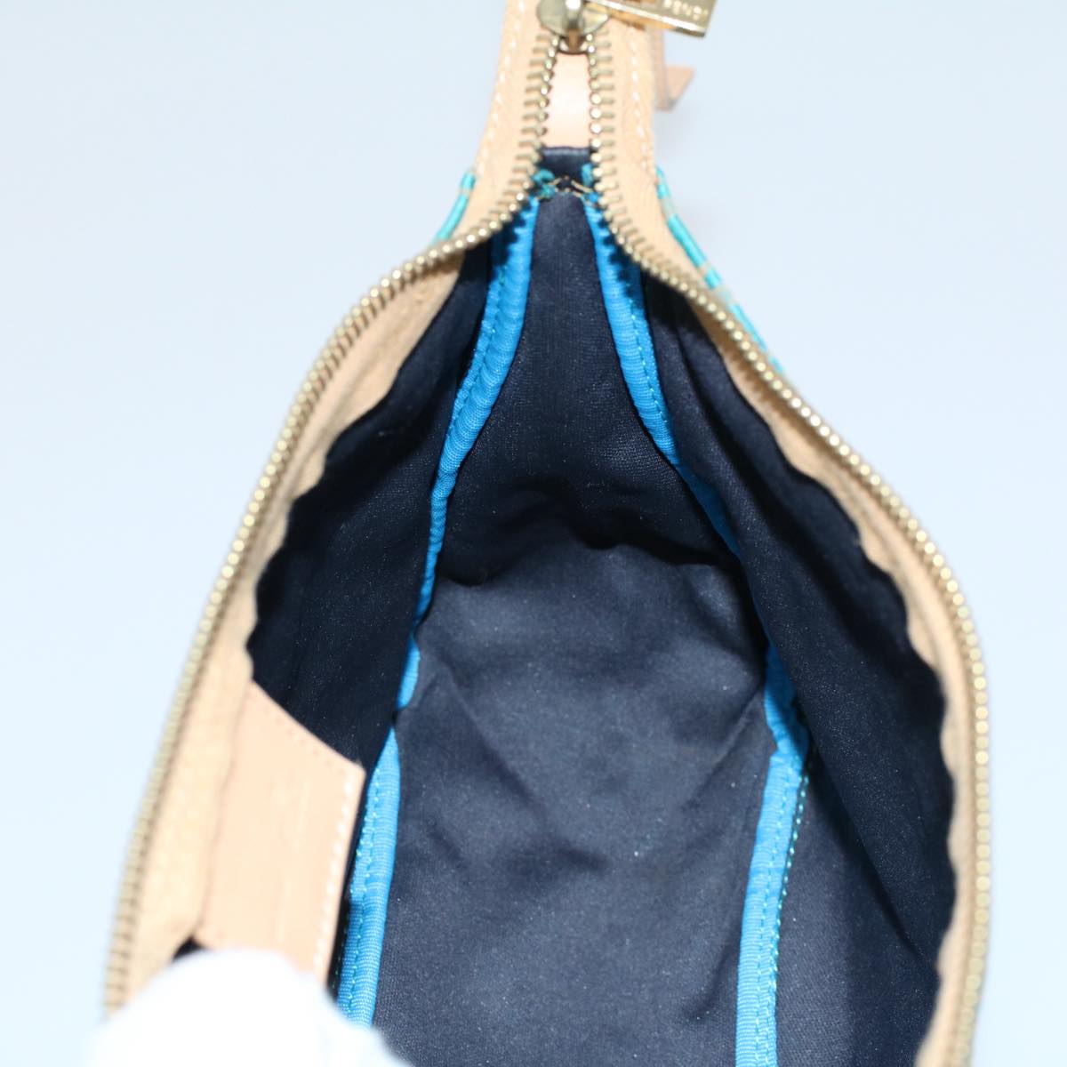 FENDI Zucchino Canvas Hand Bag Blue yk8579