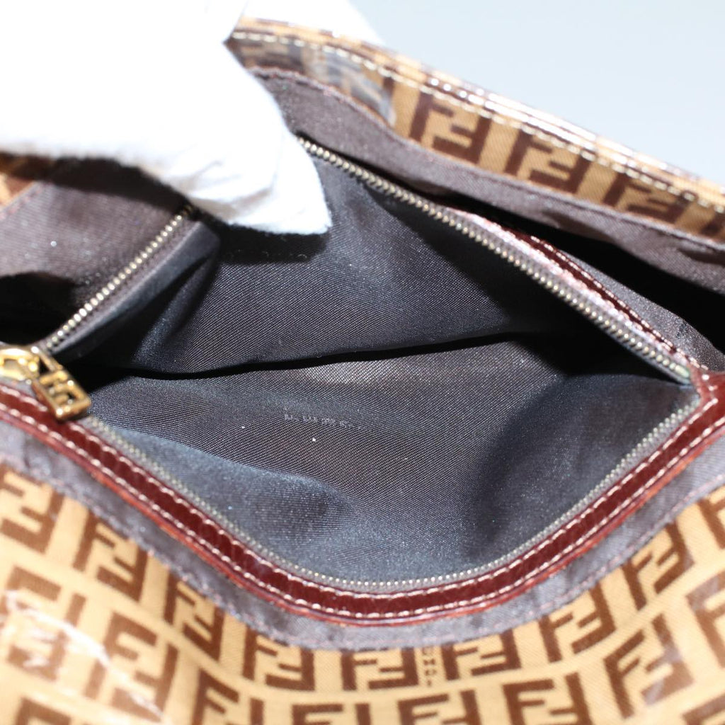 FENDI Zucchino Canvas Mamma Baguette Shoulder Bag Enamel Beige yk8584