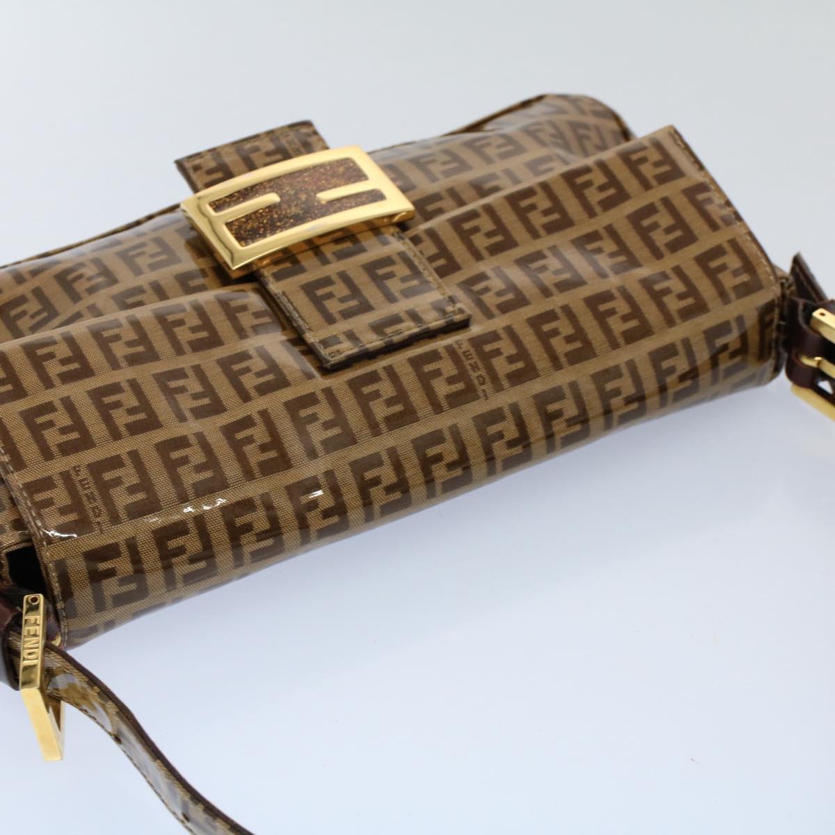 FENDI Zucchino Canvas Mamma Baguette Shoulder Bag Enamel Beige yk8584