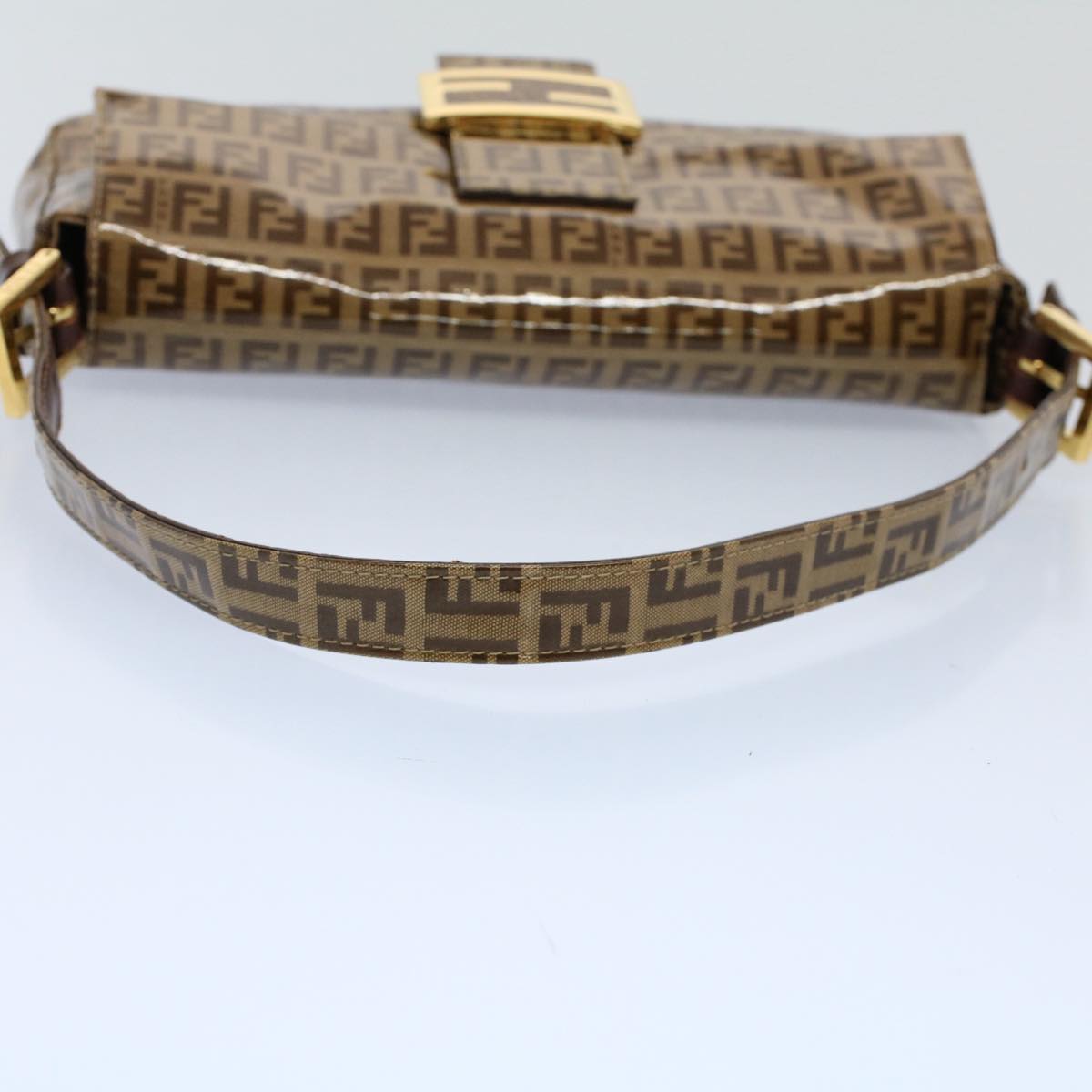 FENDI Zucchino Canvas Mamma Baguette Shoulder Bag Enamel Beige yk8584