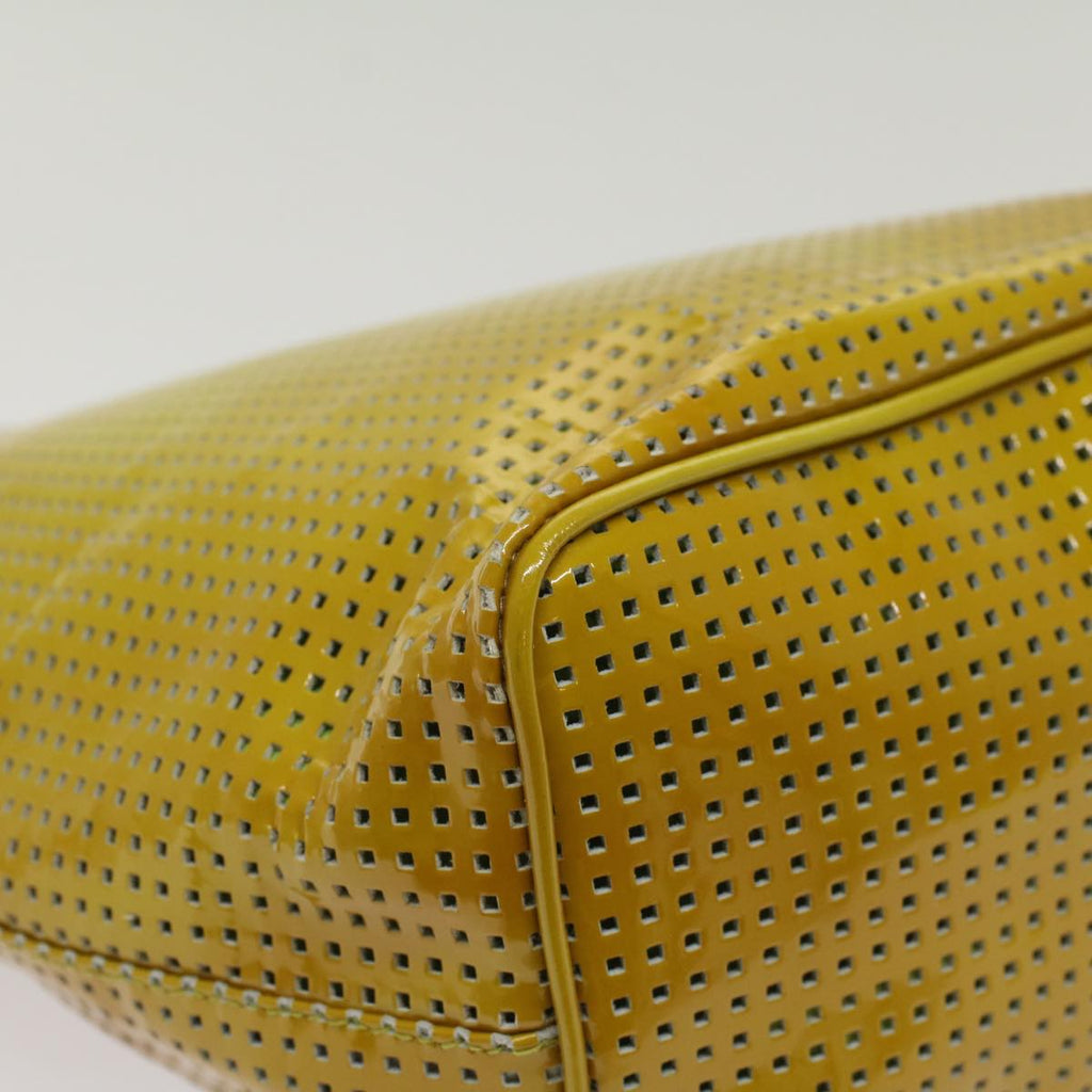 FENDI punching Hand Bag Patent leather Yellow yk8587