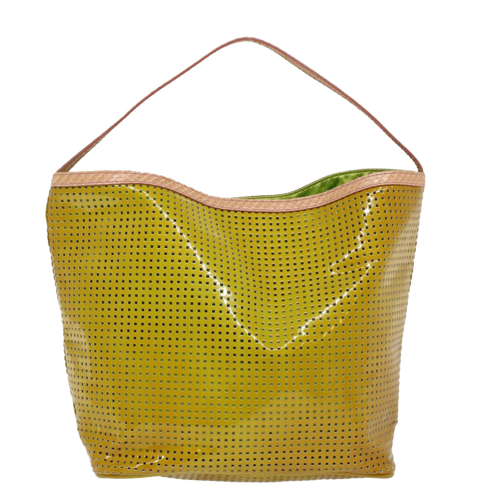 FENDI punching Hand Bag Patent leather Yellow yk8587