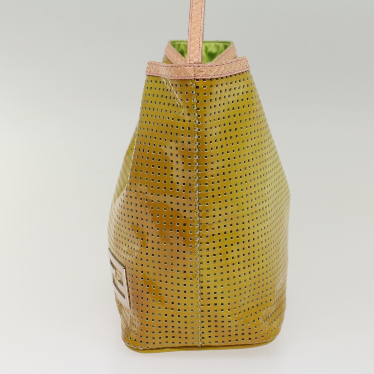 FENDI punching Hand Bag Patent leather Yellow yk8587