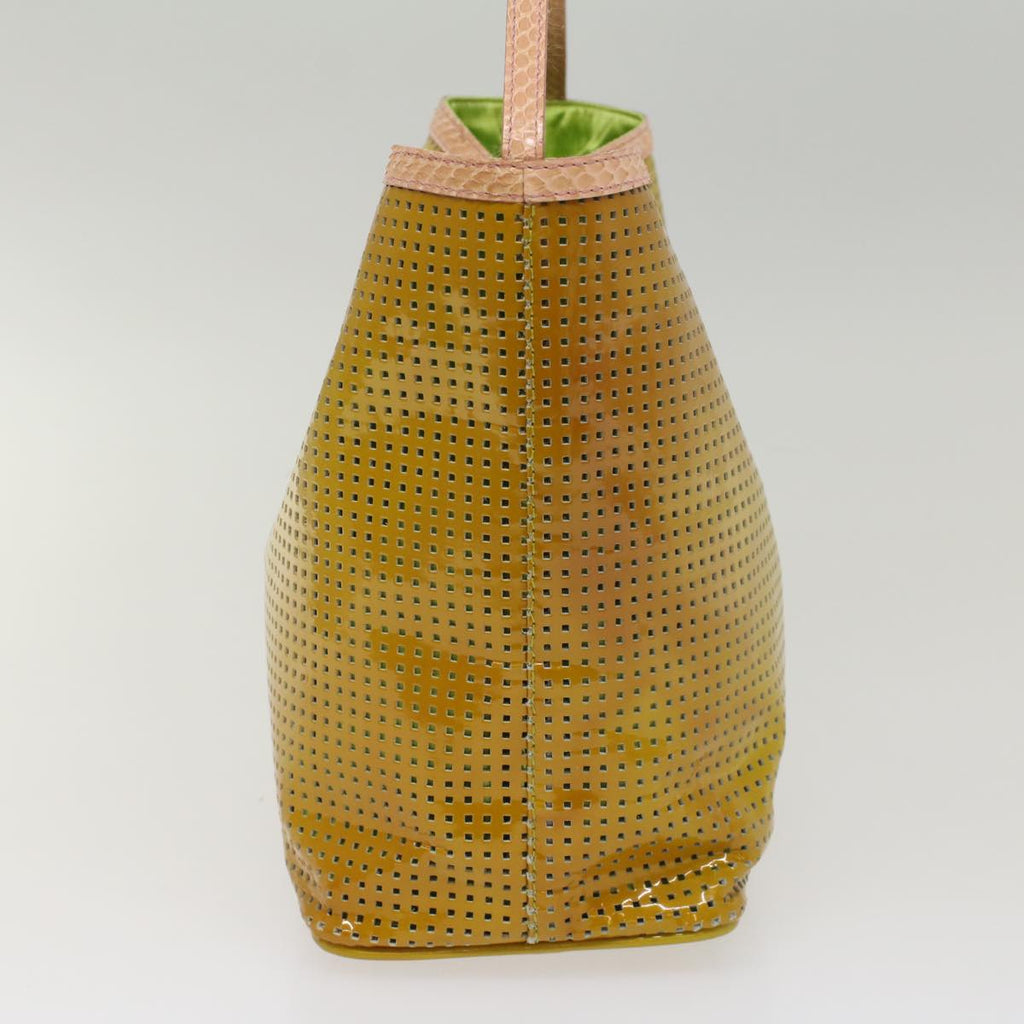 FENDI punching Hand Bag Patent leather Yellow yk8587