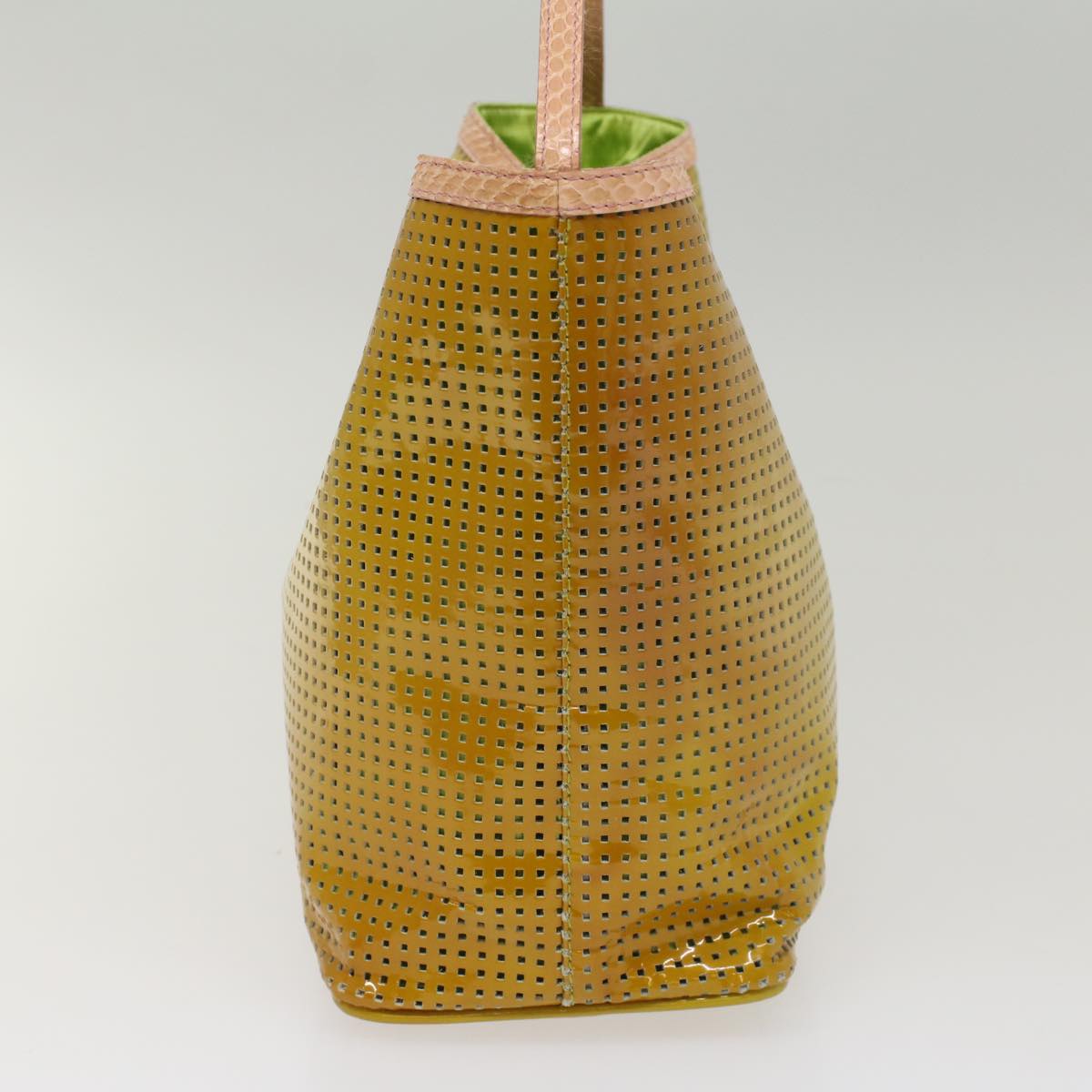 FENDI punching Hand Bag Patent leather Yellow yk8587