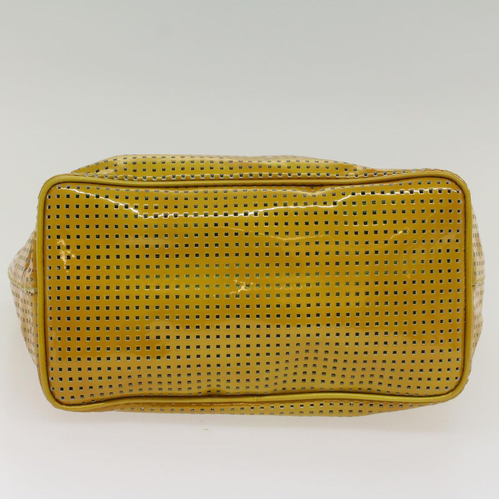 FENDI punching Hand Bag Patent leather Yellow yk8587