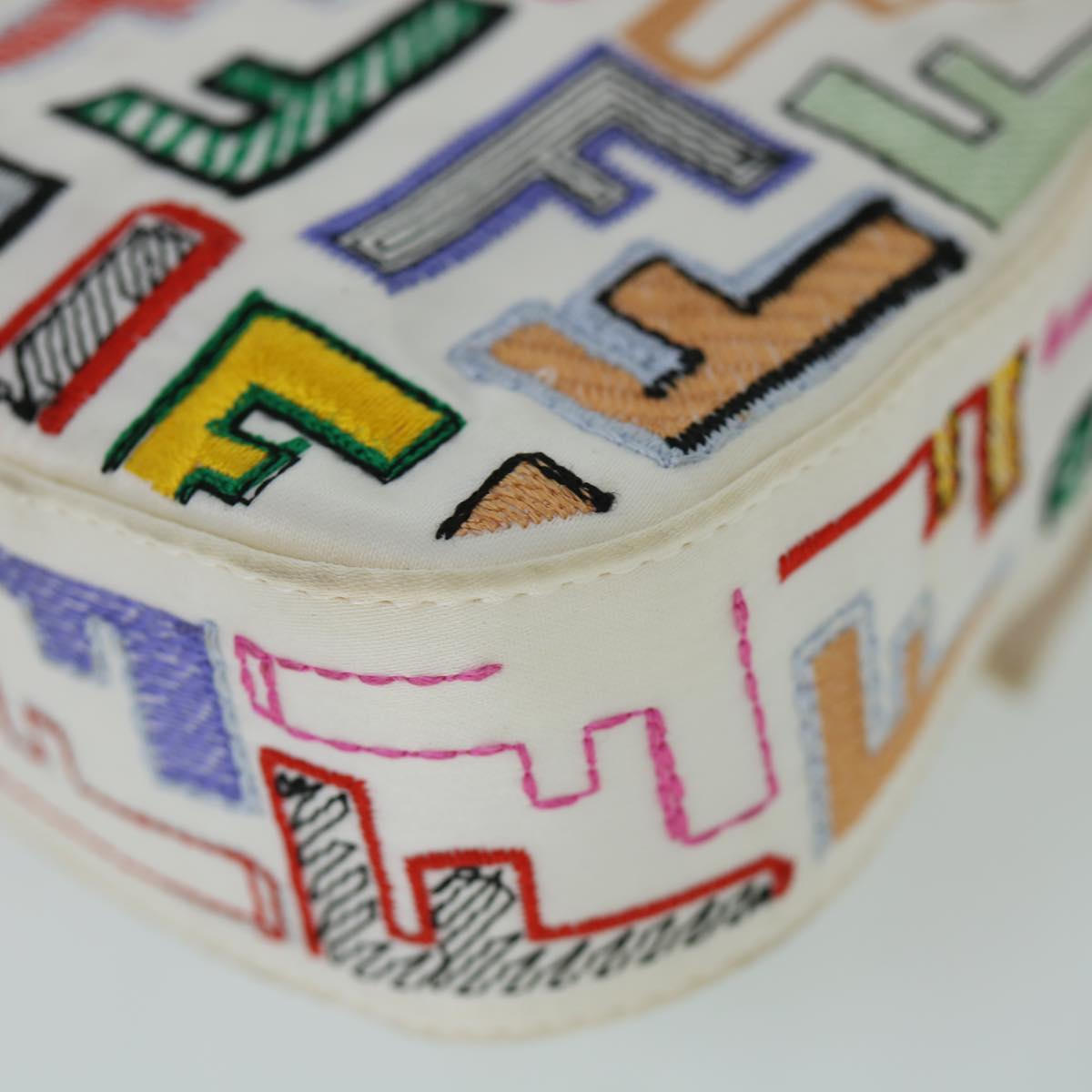 FENDI Zucca Canvas Embroidery Mamma Baguette Bag 2way Multicolor yk8631S