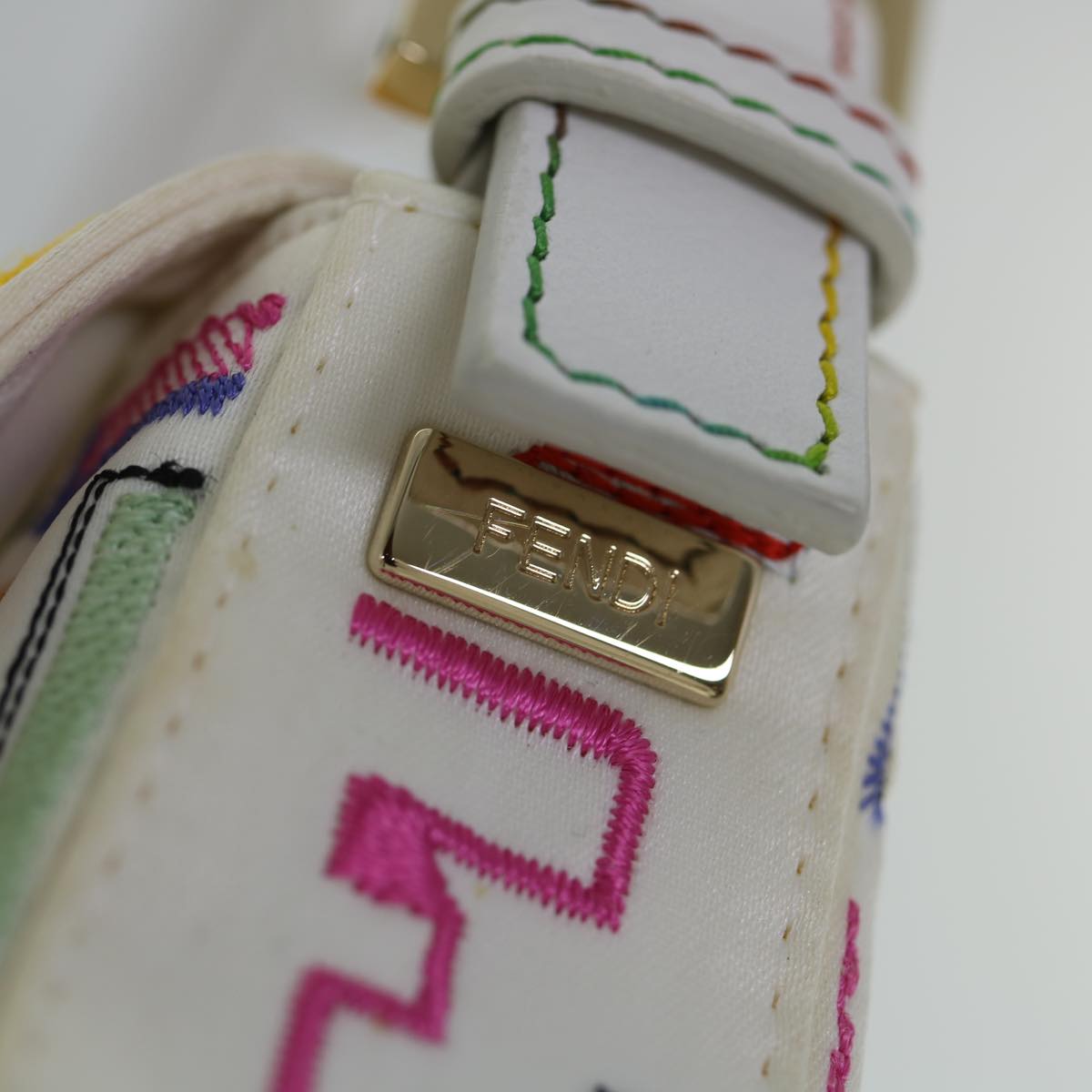 FENDI Zucca Canvas Embroidery Mamma Baguette Bag 2way Multicolor yk8631S