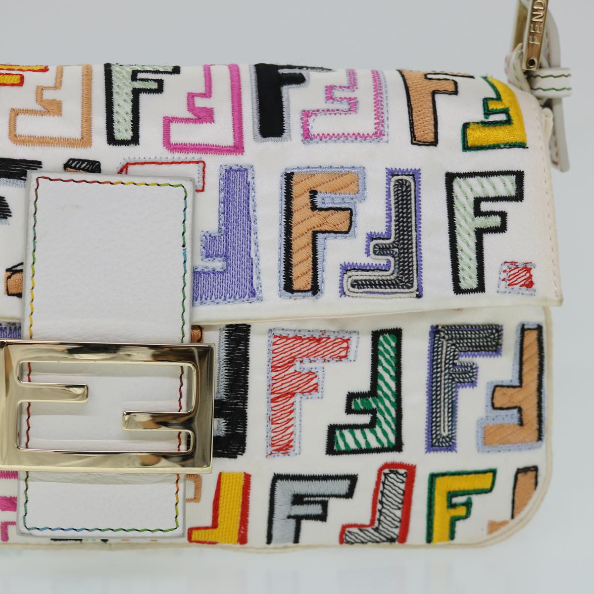 FENDI Zucca Canvas Embroidery Mamma Baguette Bag 2way Multicolor yk8631A