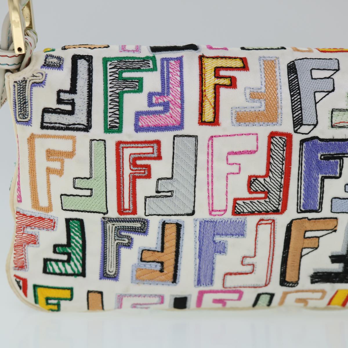 FENDI Zucca Canvas Embroidery Mamma Baguette Bag 2way Multicolor yk8631S