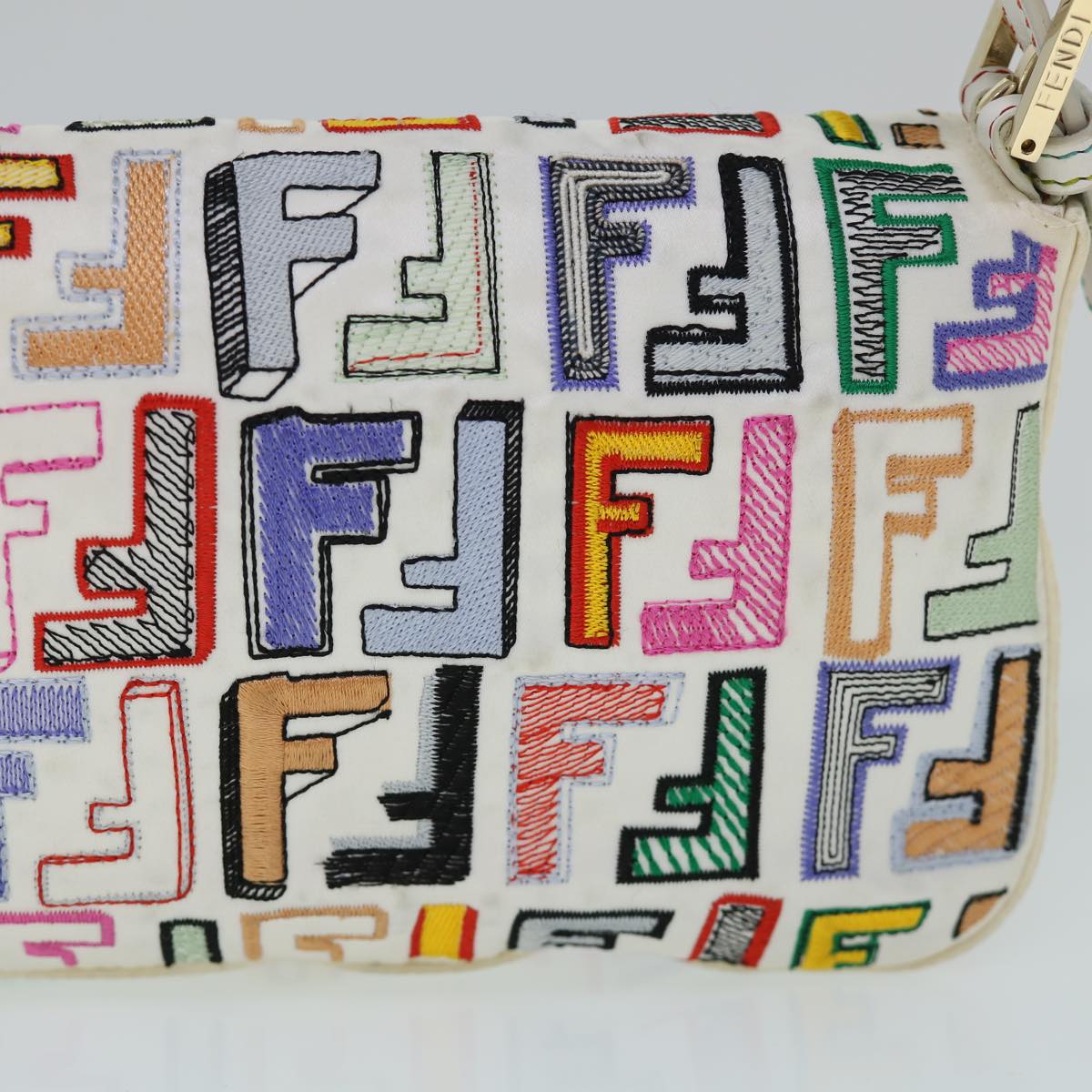 FENDI Zucca Canvas Embroidery Mamma Baguette Bag 2way Multicolor yk8631A