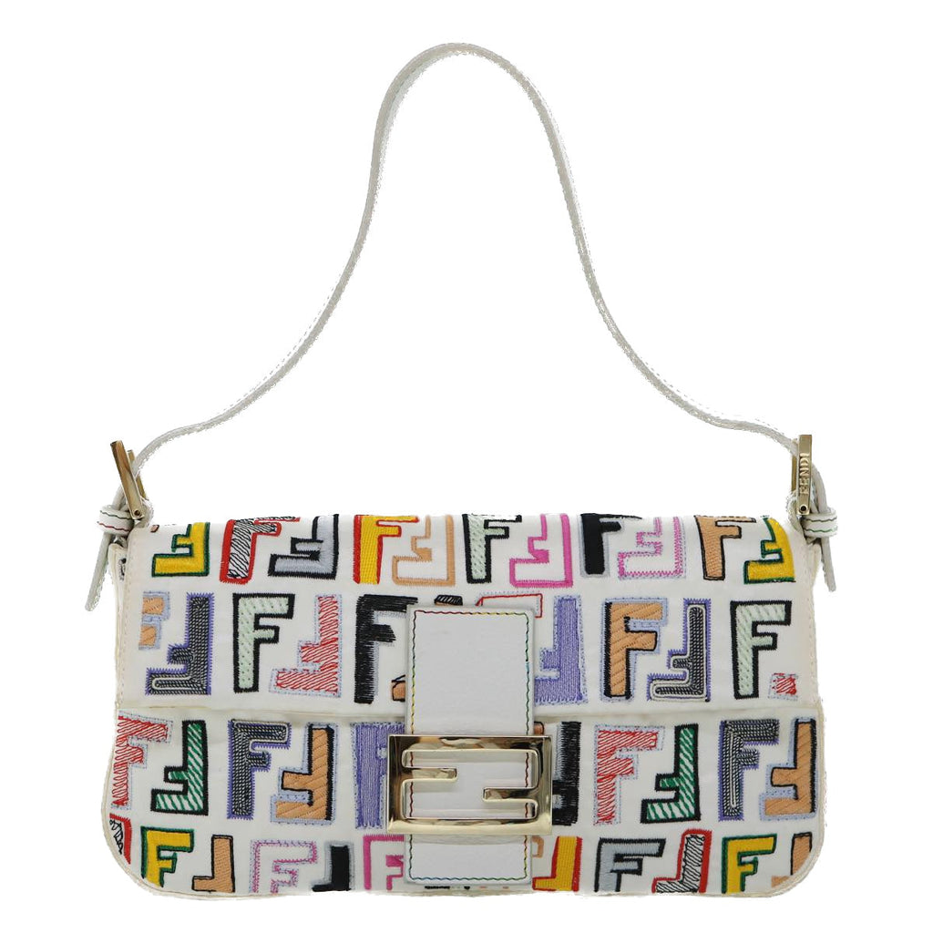 FENDI Zucca Canvas Embroidery Mamma Baguette Bag 2way Multicolor yk8631S